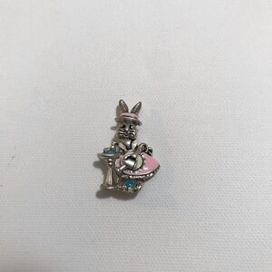 Danecraft Silver Tone Cute Pink and Blue Enamel Easter Bunny Brooch Pin